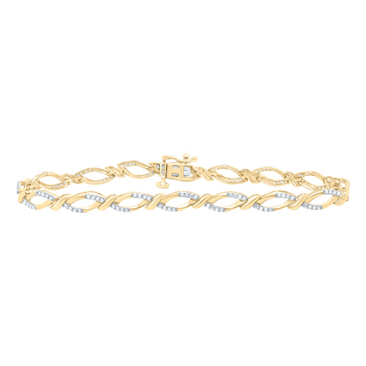 10K Yellow or White Gold 1/2 Ctw Natural Diamond Ladies Bracelet (7 Inch)