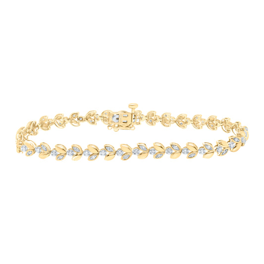 10K Yellow or White Gold 1/2 Cttw Natural Diamond Ladies Bracelet (7 Inch)