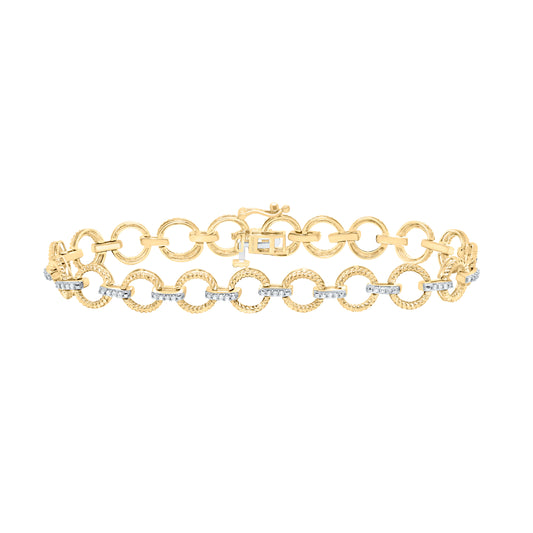 10K Yellow Gold 1/4 Ctw Natural Diamond Ladies Bracelet (7 Inch)