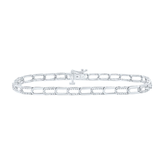 10K White Gold 1/2 Ctw Natural Diamond Ladies Bracelet (7 Inch)