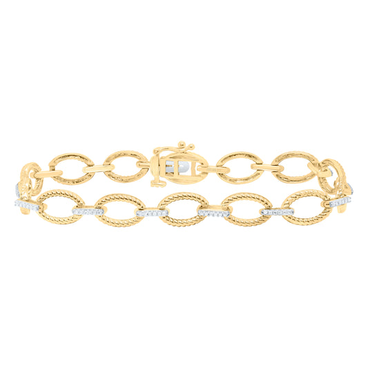 10K Yellow or White Gold 1/4 Ctw Natural Diamond Ladies Bracelet (7 Inch)