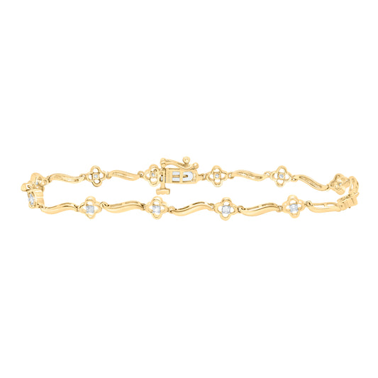 10K Yellow or White Gold 1/5 Ctw Natural Diamond Ladies Bracelet (7 Inch)