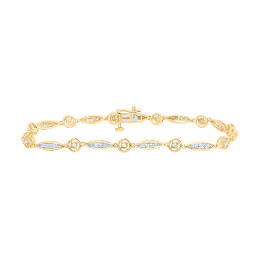 10K Yellow or White Gold 1/3 Ctw Natural Diamond Ladies Bracelet (7 Inch)