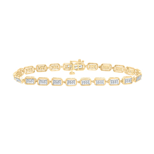 10K Yellow Gold 1/2 Ctw Natural Diamond Ladies Bracelet (7 Inch)