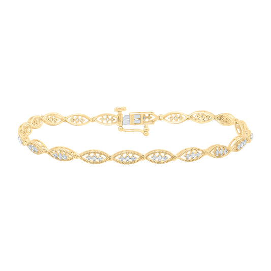 10K Yellow Or White Gold 1/3Cttw Natural Diamond Ladies Bracelet (7 Inch)
