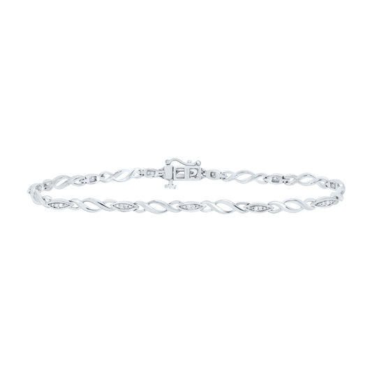 Sterling Silver 1/6Cttw Natural Diamond P2 Gift Ladies Bracelet (7 Inch)