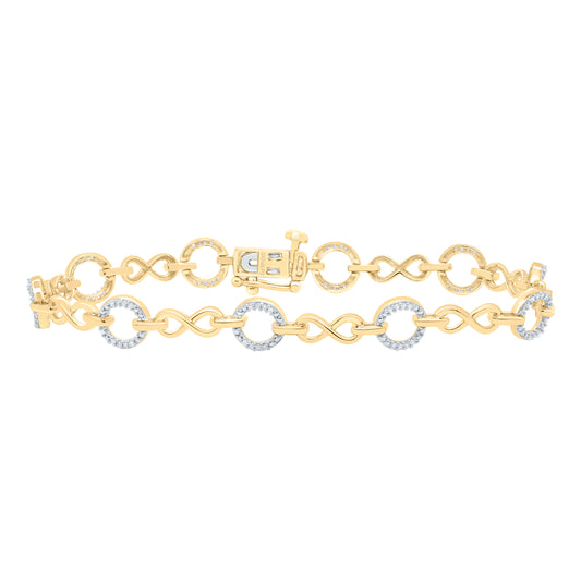 10K Yellow or White Gold 1/6 Ctw Natural Diamond Ladies Bracelet (7 Inch)