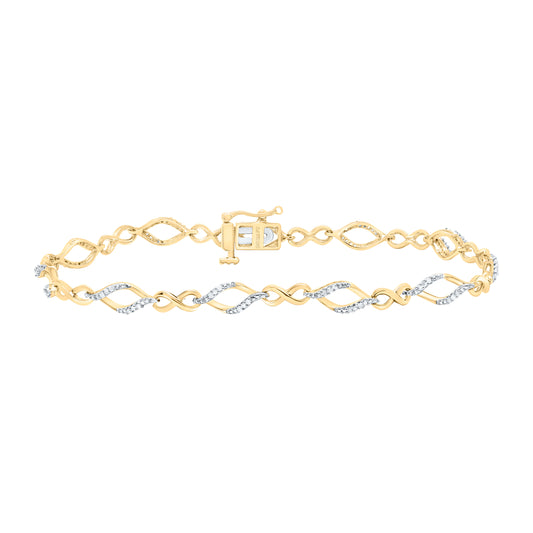 10K Yellow or White Gold 1/5 Ctw Natural Diamond Ladies Bracelet (7 Inch)