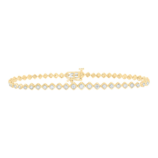 10K Yellow or White Gold 1/2 Ctw Natural Diamond Women's Bracelet (7 Inch)