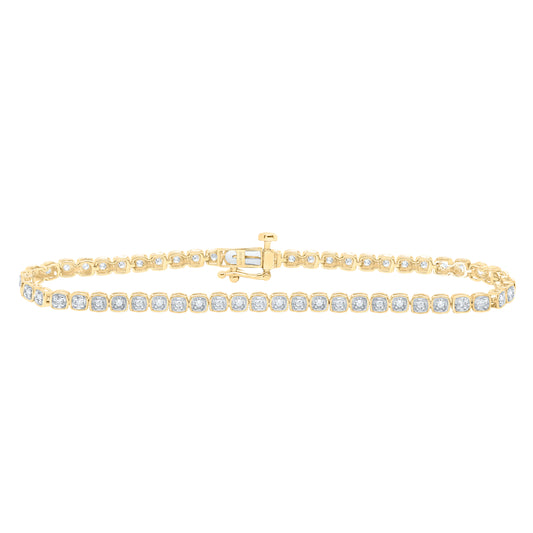 10K Yellow or White Gold 1/2 Cttw Natural Diamond Ladies Bracelet (7 Inch)