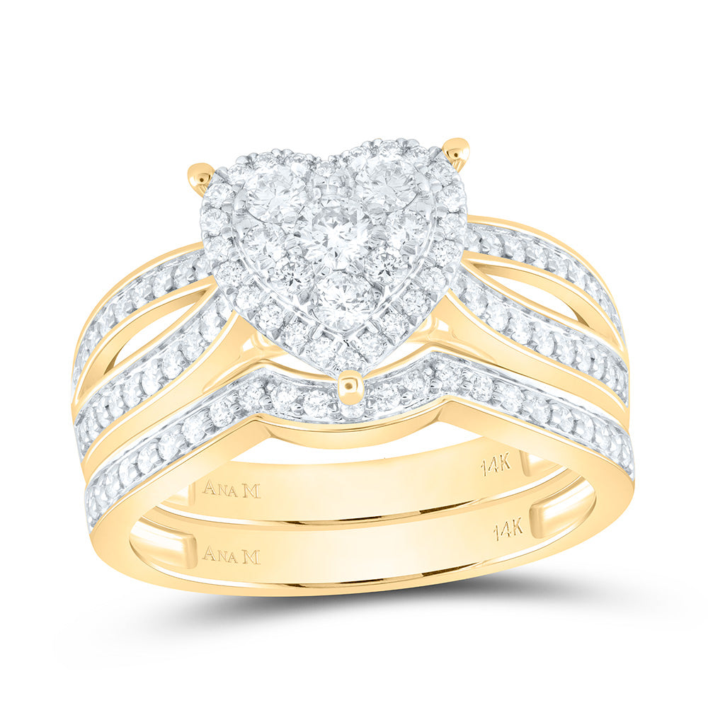 14K Yellow Gold 1 3/4Cttw Natural Diamond Heart Trio Set