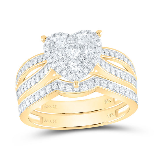 14K Yellow Gold 1 3/4Cttw Natural Diamond Heart Trio Set
