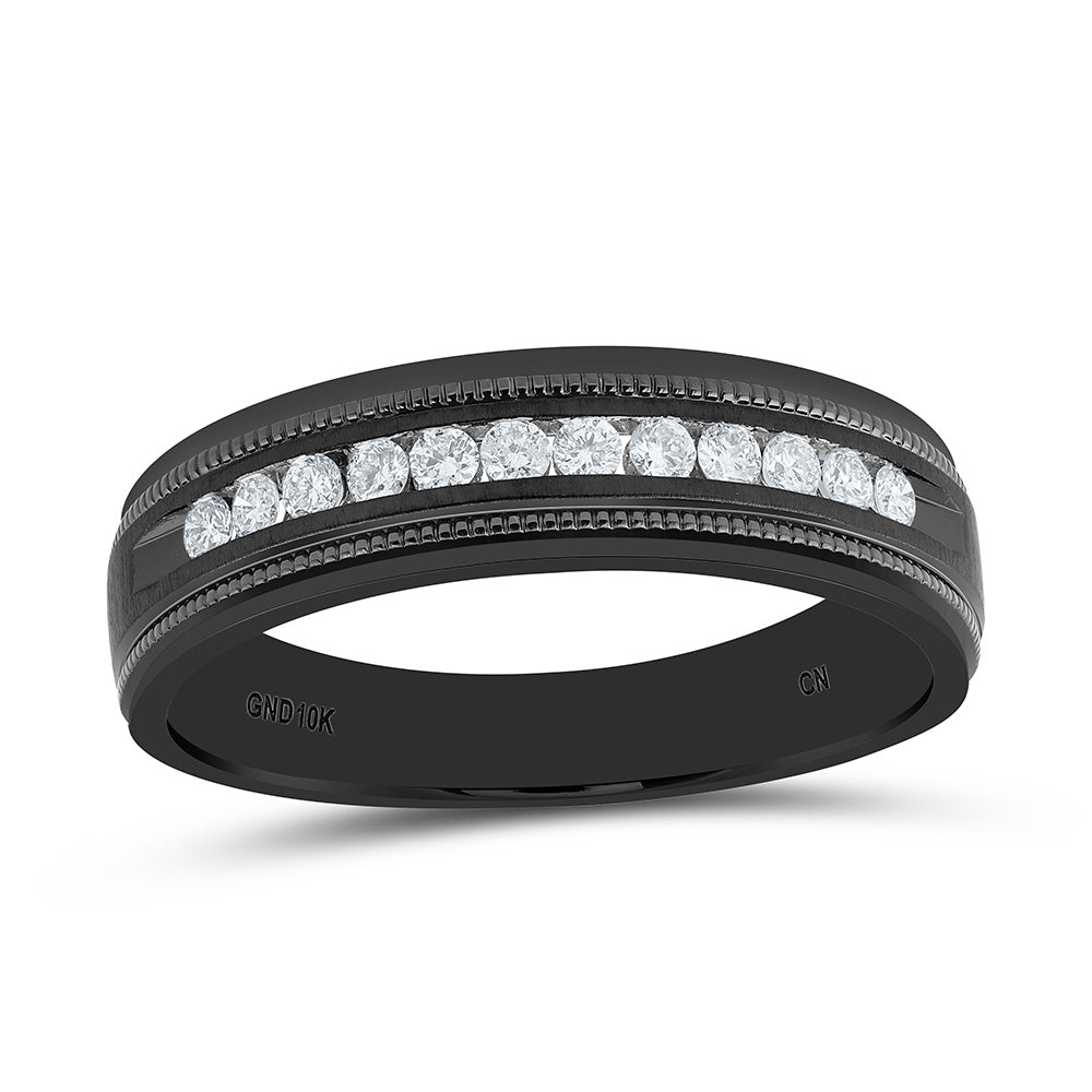 10K White Gold 1/4Cttw Natural Diamond Cn Mens Machine Set Band