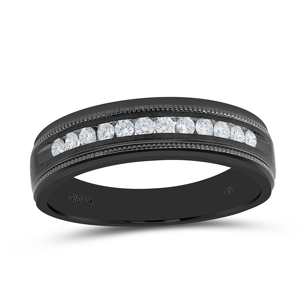10K White Gold 1/4Cttw Natural Diamond Cn Mens Machine Set Band