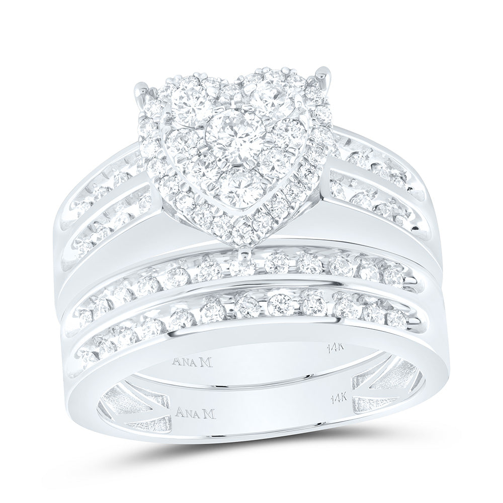 14K Yellow Or White Gold 1 3/8Cttw Natural Diamond Heart Trio Set