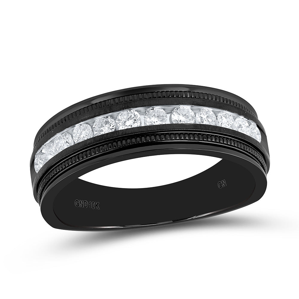 10K White Gold 1/2Cttw Natural Diamond Cn Mens Machine Set Band