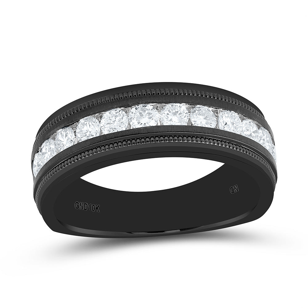 10K White Gold 1Cttw Natural Diamond Mens Machine Set Band