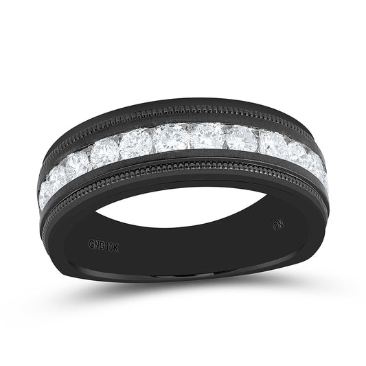 10K White Gold 1Cttw Natural Diamond Mens Machine Set Band