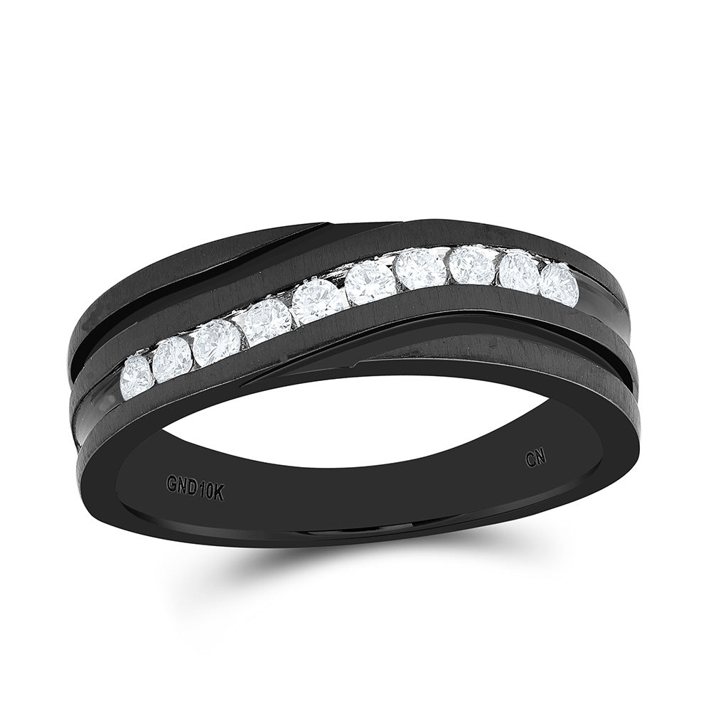 10K White Gold 1/4Cttw Natural Diamond Cn Mens Machine Set Band