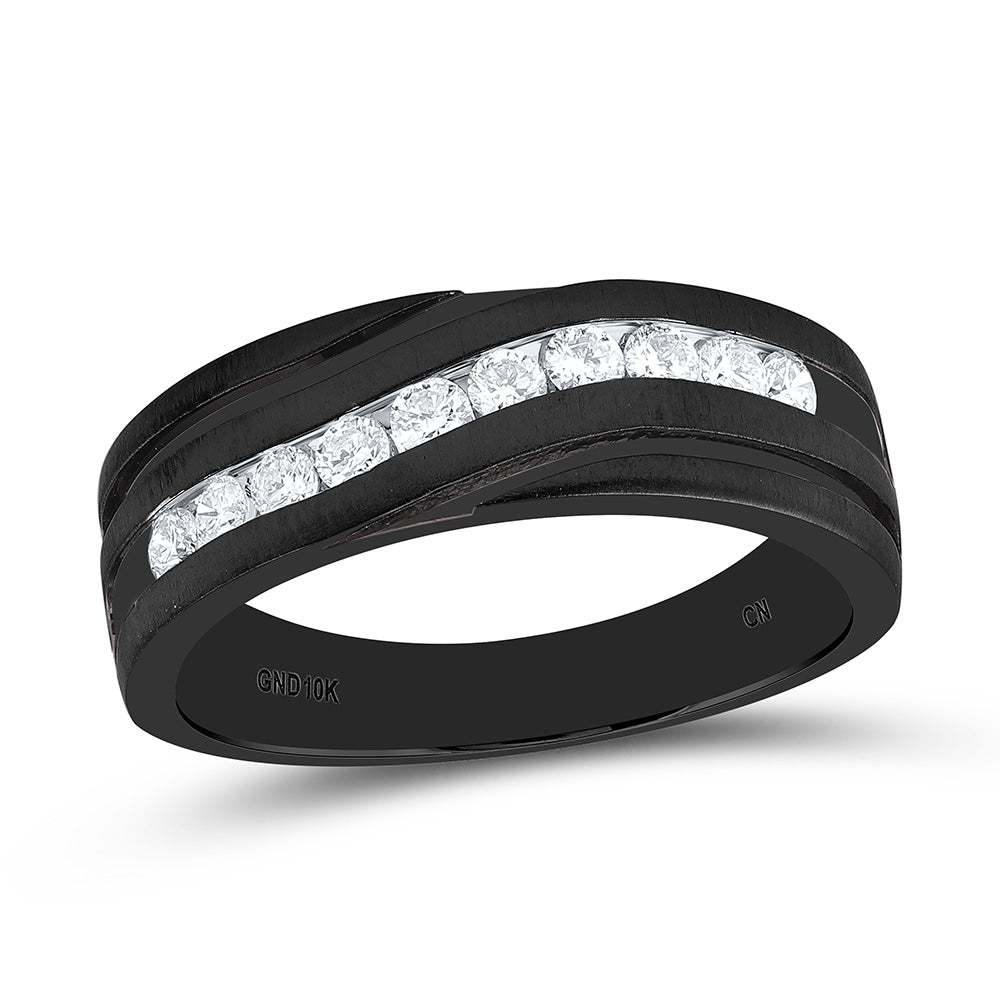 10K White Gold 1/2Cttw Natural Diamond Cn Mens Machine Set Band