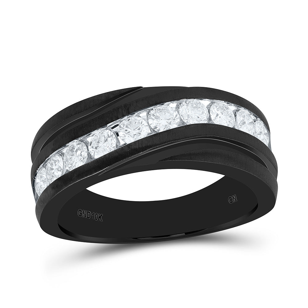 10K White Gold 1Cttw Natural Diamond Mens Machine Set Band