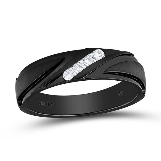 10K White Gold 1/6Cttw Natural Diamond Cn Mens Machine Set Band