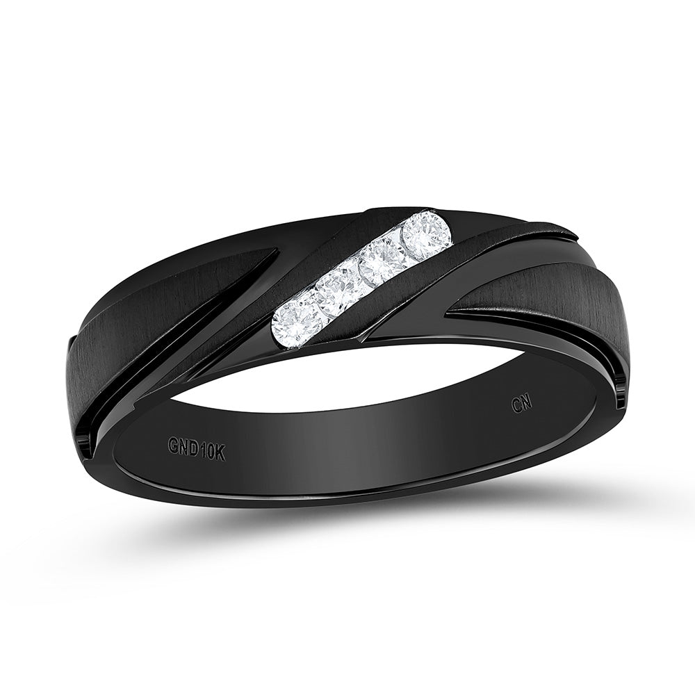 10K White Gold 1/6Cttw Natural Diamond Cn Mens Machine Set Band