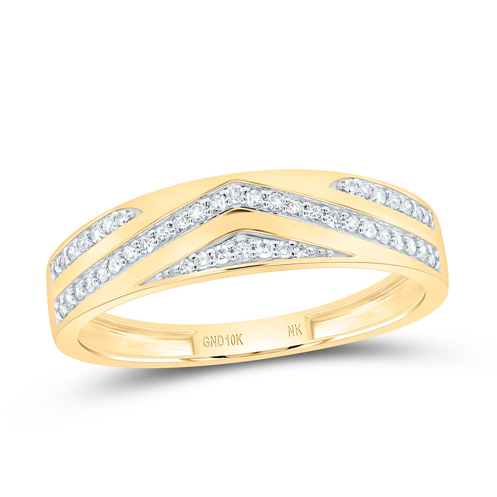 10K Yellow Or White Gold 5/8 Cttw Natural Diamond Nk Fashion Round Bridal Anniversary Wedding Engagement Band Ring Trio Set