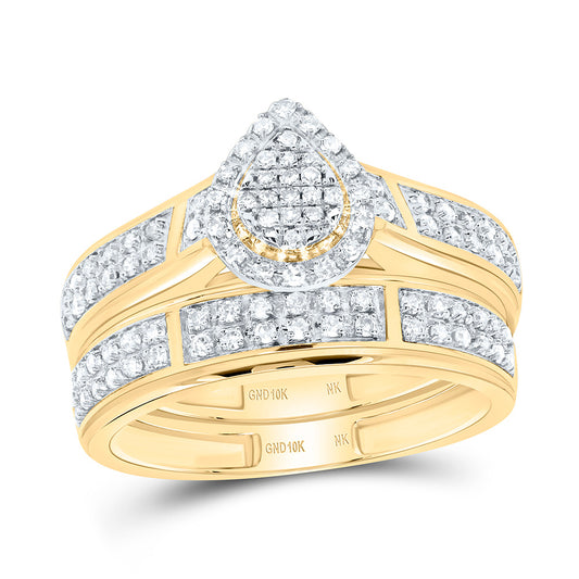 10K Yellow Or White Gold 1/2Cttw Natural Diamond Fashion Pear Trio Set