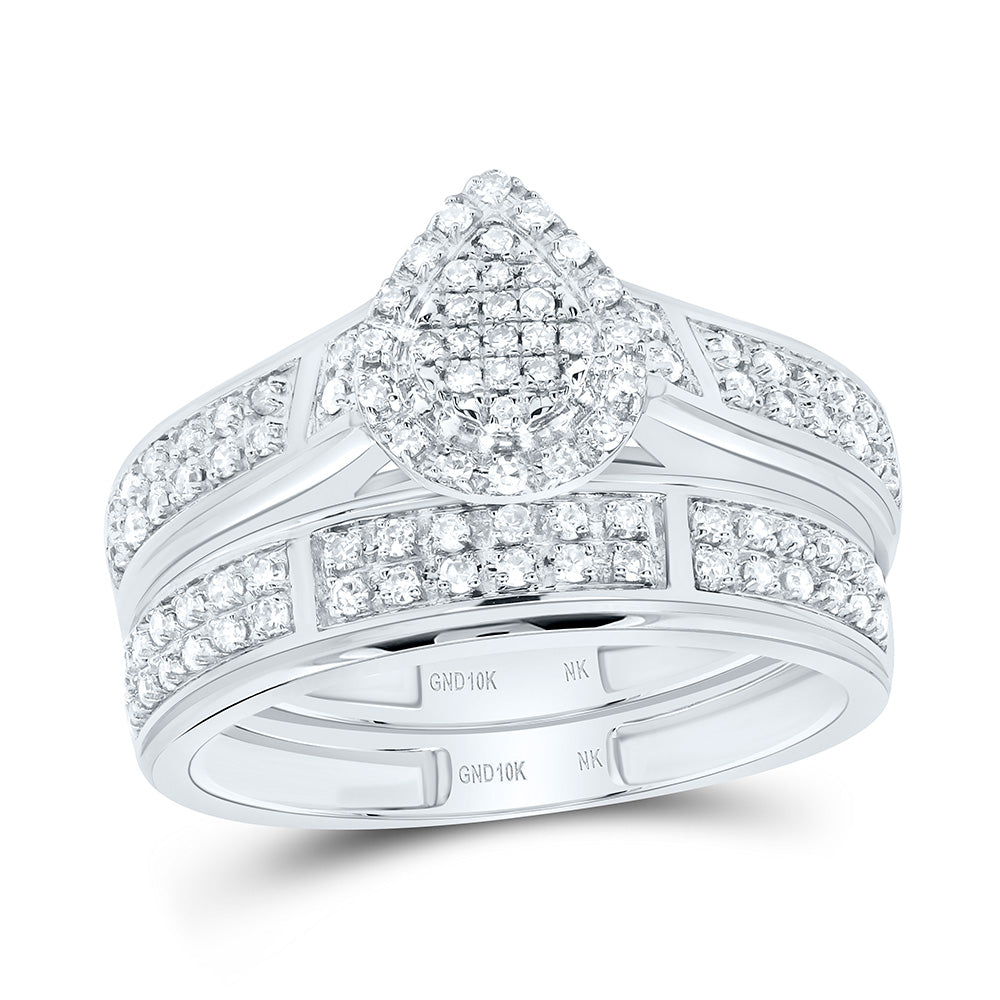 10K Yellow Or White Gold 1/2Cttw Natural Diamond Fashion Pear Trio Set