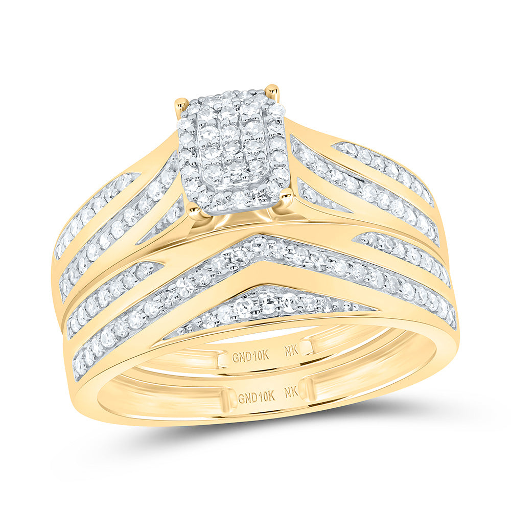 10K Yellow Or White Gold 5/8Cttw Natural Diamond Fashion Emerald Trio Set