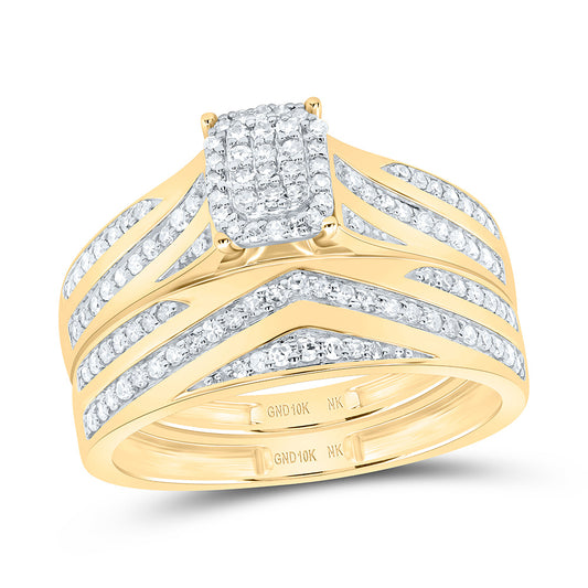 10K Yellow Or White Gold 5/8Cttw Natural Diamond Fashion Emerald Trio Set