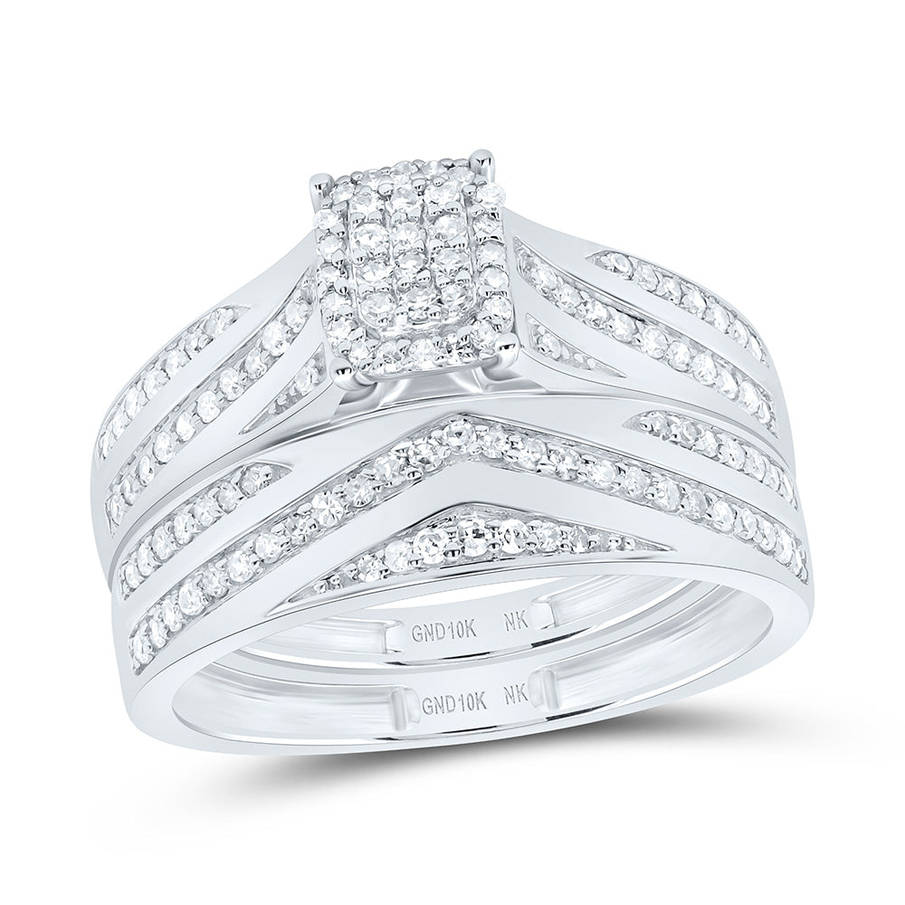 10K Yellow Or White Gold 5/8Cttw Natural Diamond Fashion Emerald Trio Set