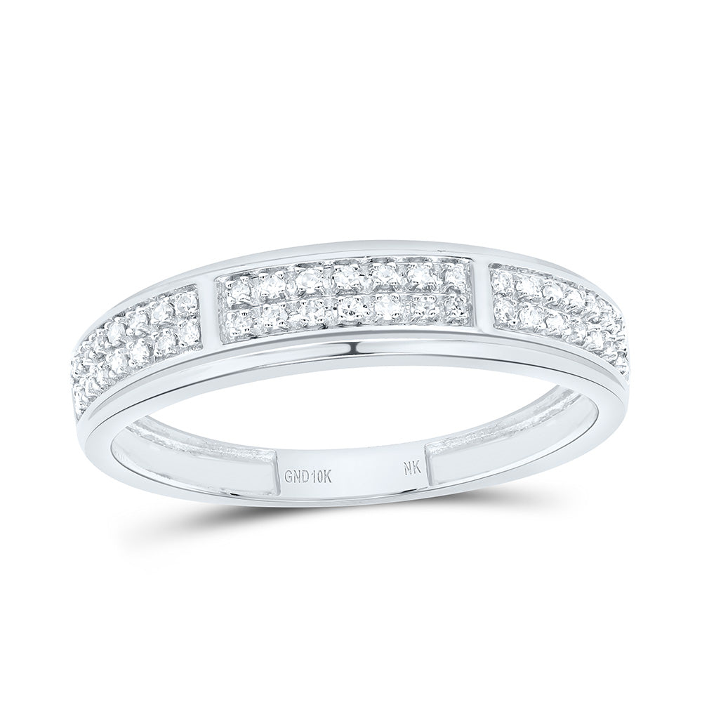 10K White Gold 5/8 Cttw Natural Diamond Nk Fashion Round Bridal Anniversary Wedding Engagement Band Ring Trio Set