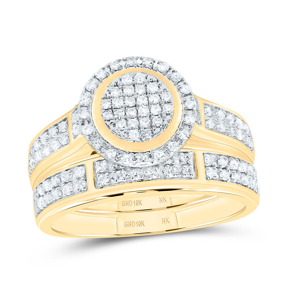 10K Yellow Gold 5/8Cttw Natural Diamond Nk Fashion Round Trio Set