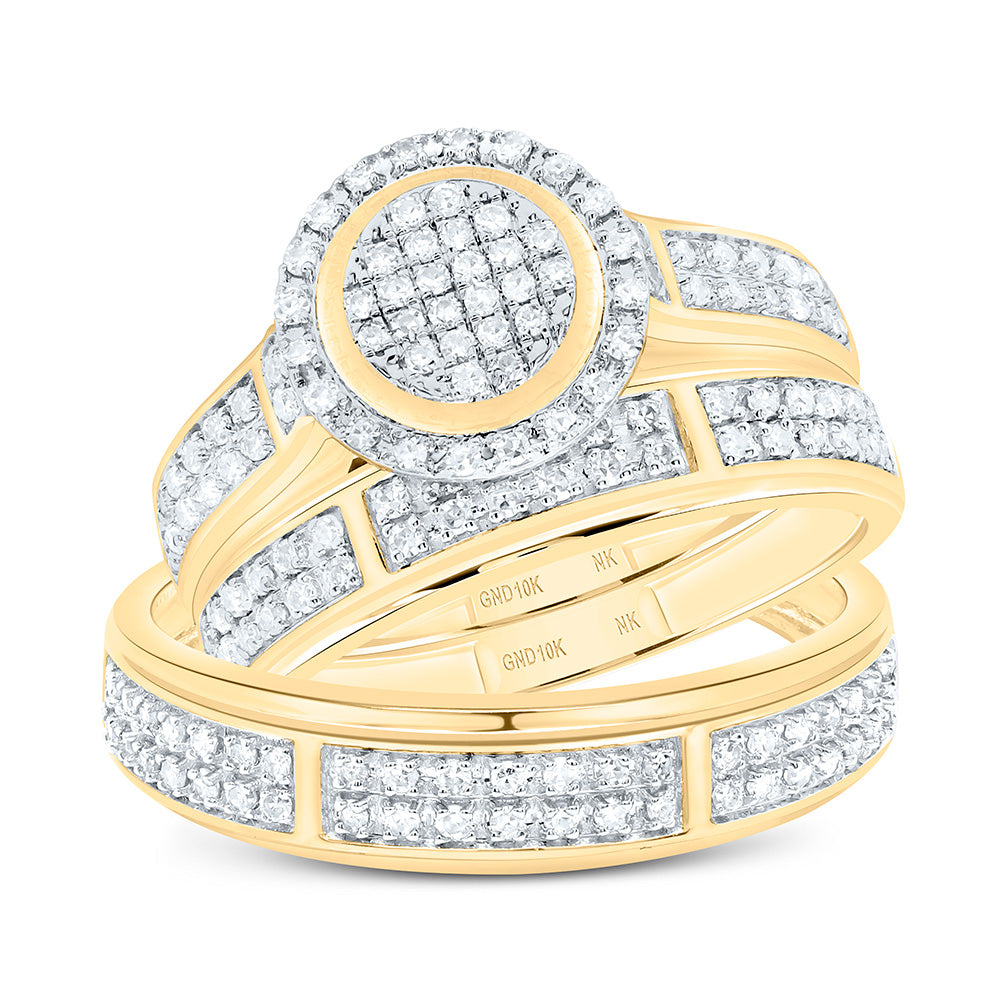 10K Yellow Gold 5/8Cttw Natural Diamond Nk Fashion Round Trio Set