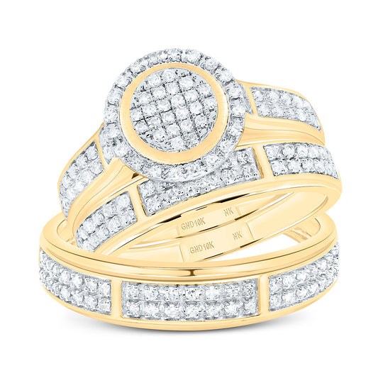 10K Yellow Gold 5/8Cttw Natural Diamond Nk Fashion Round Trio Set