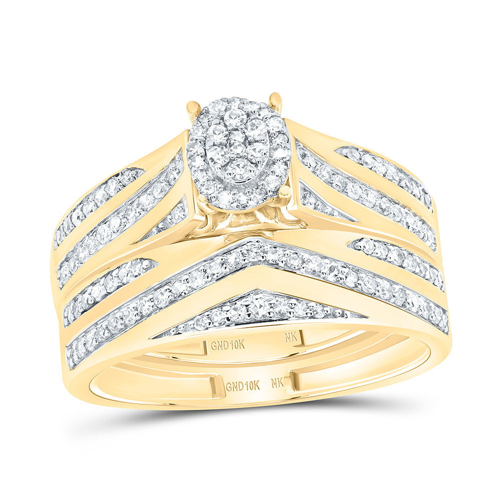 10K Yellow Or White Gold 5/8Cttw Natural Diamond Fashion Oval Trio Set