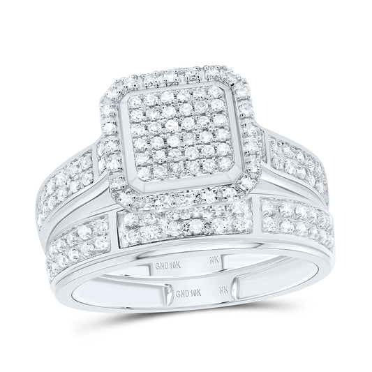 10K Yellow Or White Gold 5/8Cttw Natural Diamond Fashion Cushion Trio Set