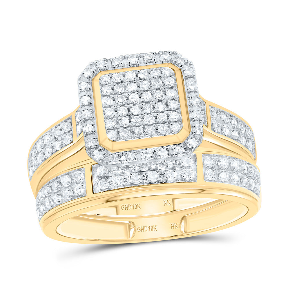 10K Yellow Or White Gold 5/8Cttw Natural Diamond Fashion Cushion Trio Set