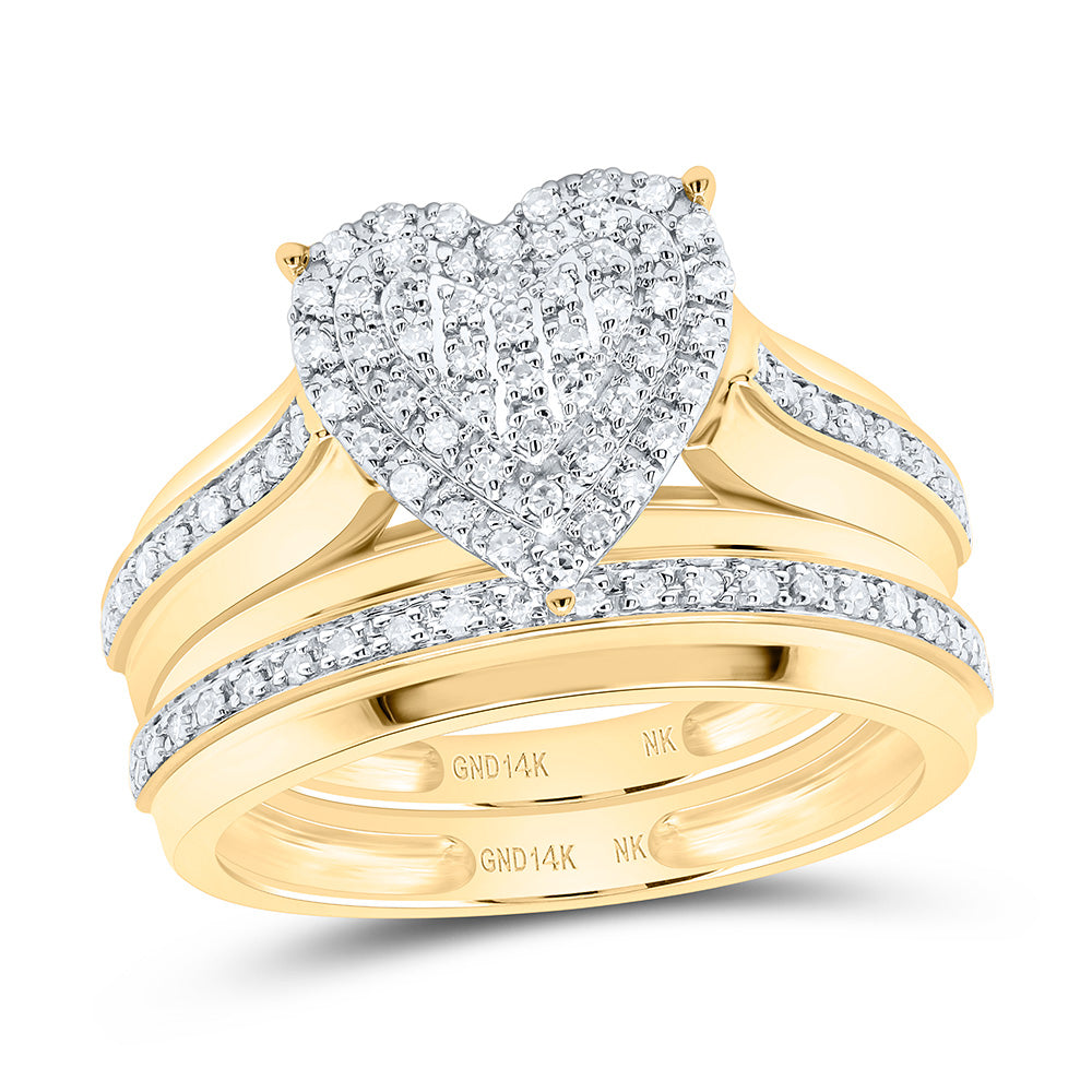 14K Yellow Or White Gold 1/2Cttw Natural Diamond Fashion Heart Trio Set