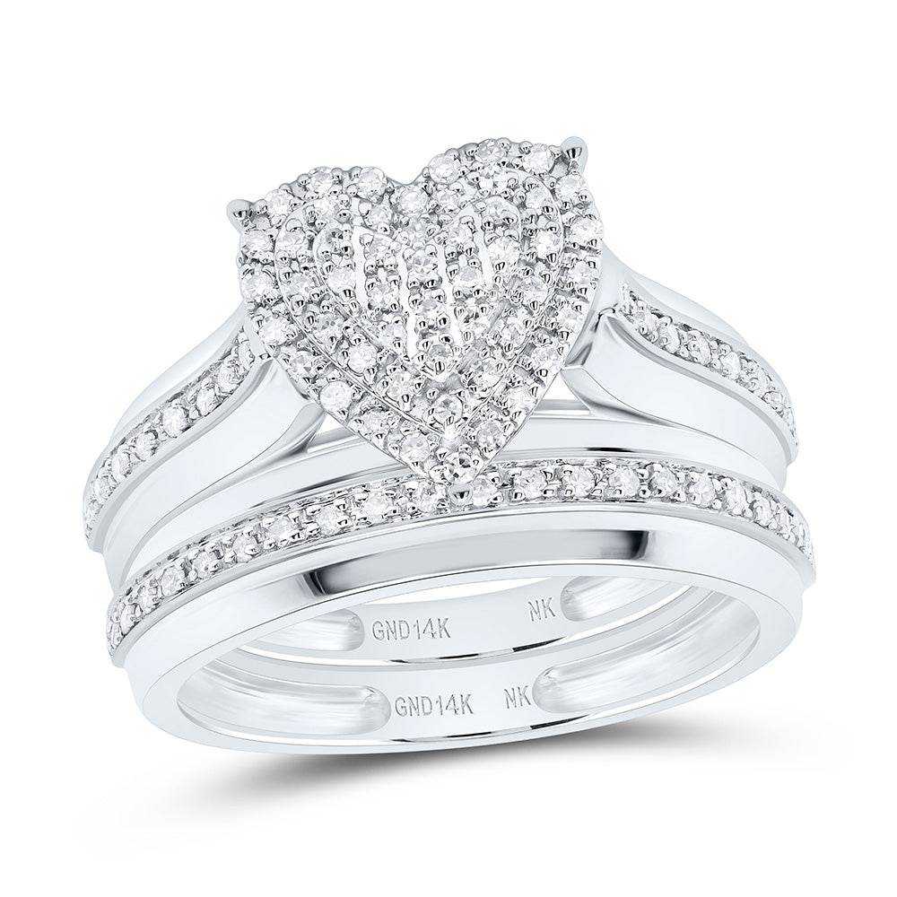 14K Yellow Or White Gold 1/2Cttw Natural Diamond Fashion Heart Trio Set