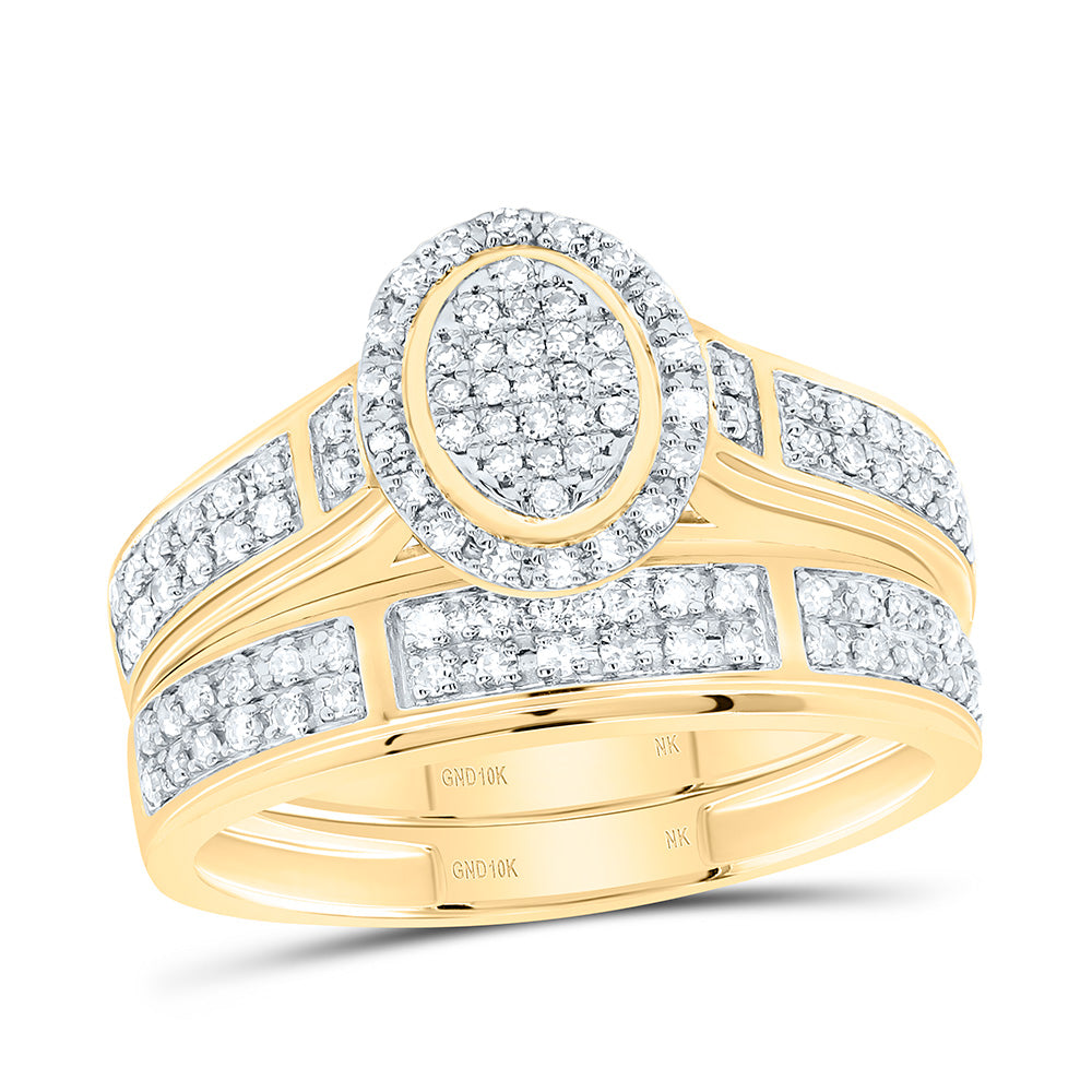 10K Yellow Gold 1/2Cttw Natural Diamond Nk Fashion Oval Trio Set
