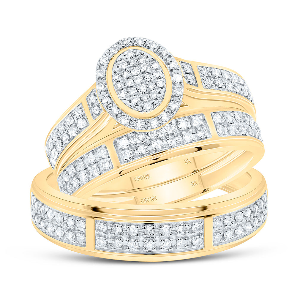 10K Yellow Gold 1/2Cttw Natural Diamond Nk Fashion Oval Trio Set