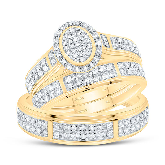 10K Yellow Gold 1/2Cttw Natural Diamond Nk Fashion Oval Trio Set