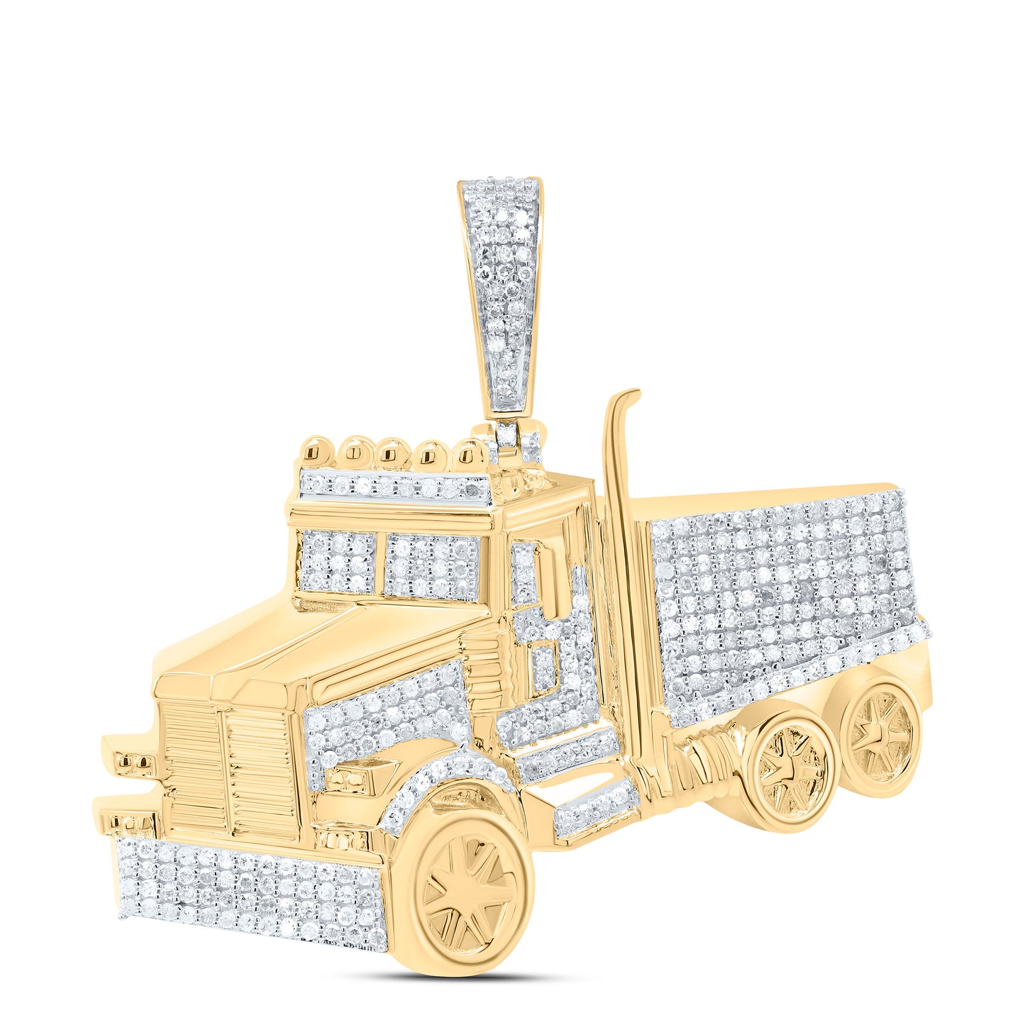 Sterling Silver 1Cttw Natural Diamond P3 Truck Mens Charm