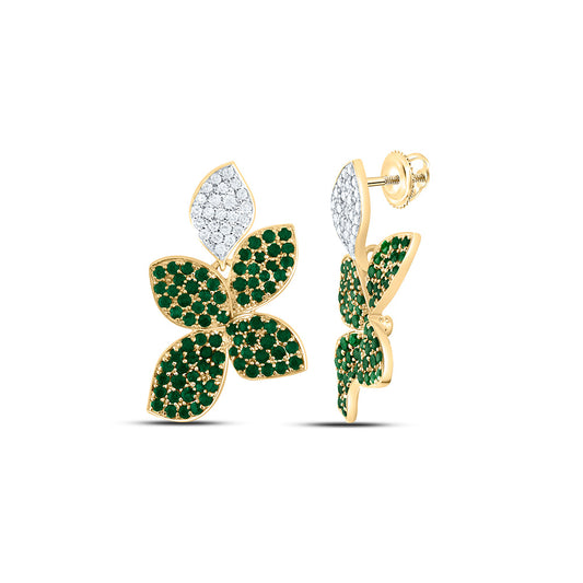 14K Yellow Or White Gold 1/4Cttw Natural Diamond 1Cttw Natural Round Emerald Earring