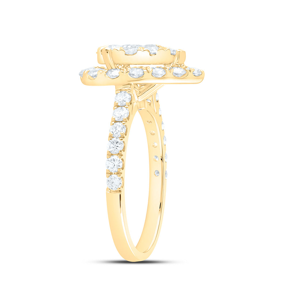 18K Yellow Or White Gold 1 7/8Cttw Natural Diamond Ana M Elite 1/4Ctw Center Round Pear Single Halo Bridal Ring
