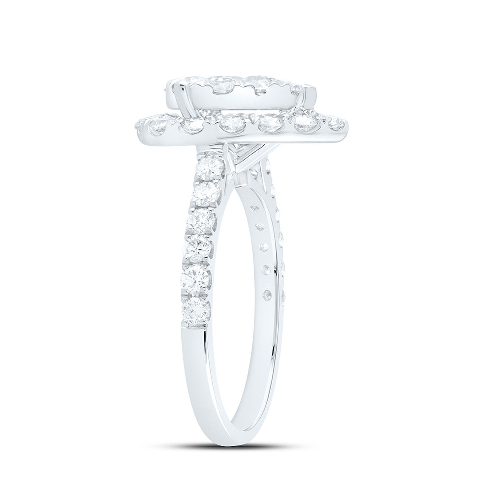 18K Yellow Or White Gold 1 7/8Cttw Natural Diamond Ana M Elite 1/4Ctw Center Round Pear Single Halo Bridal Ring