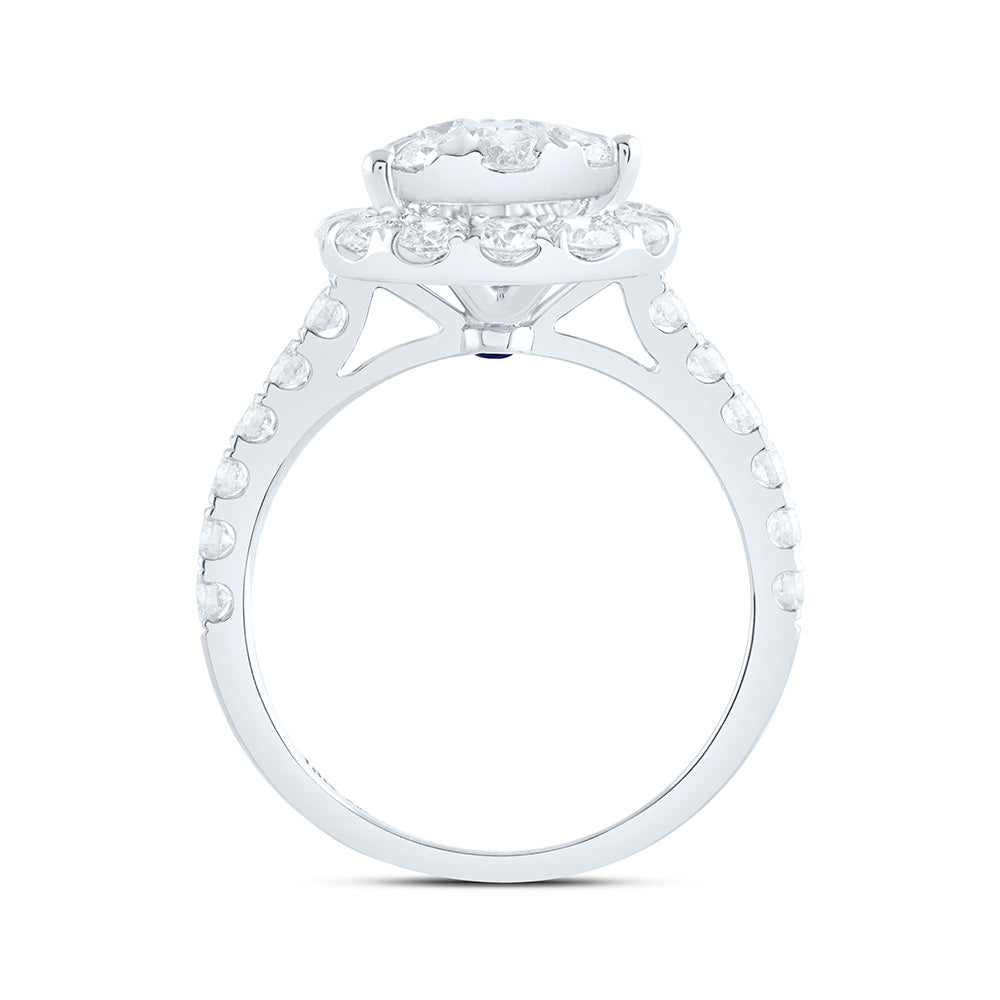 18K Yellow Or White Gold 1 7/8Cttw Natural Diamond Ana M Elite 1/4Ctw Center Round Pear Single Halo Bridal Ring